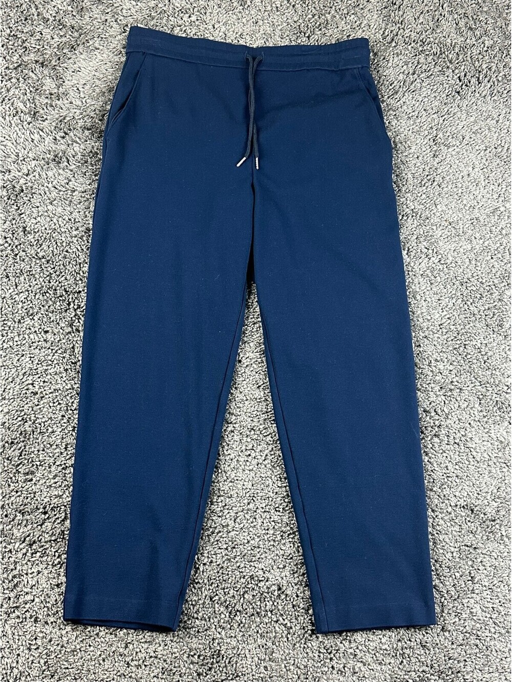 St John Womens Pants Navy Blue M Elastic Drawstring Straight Leg Stretch Knit